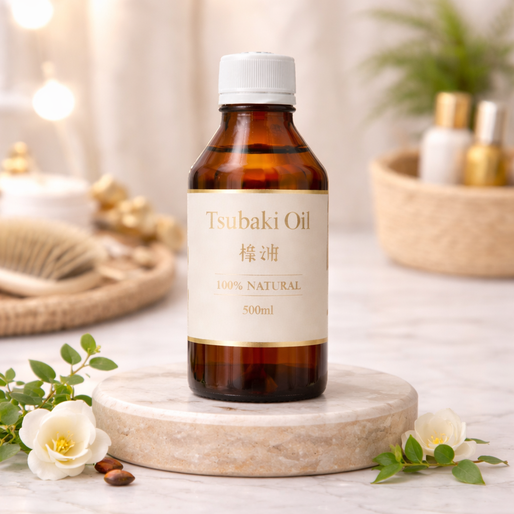 زيت تسوباكي الياباني الأصلي لتكثيف وتطويل الشعر